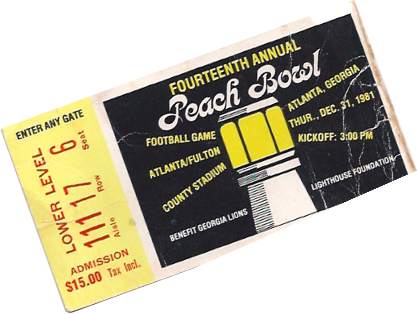 1981 Peach Bowl Ticket
